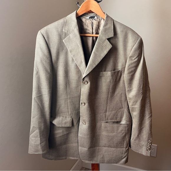 Moores Wilke Rodriguez Jacket Blazer Mens Silk Wool 42 Short Tan - Picture 1 of 11